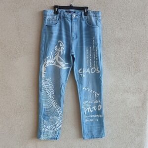 Men's Blue Graphic Jeans